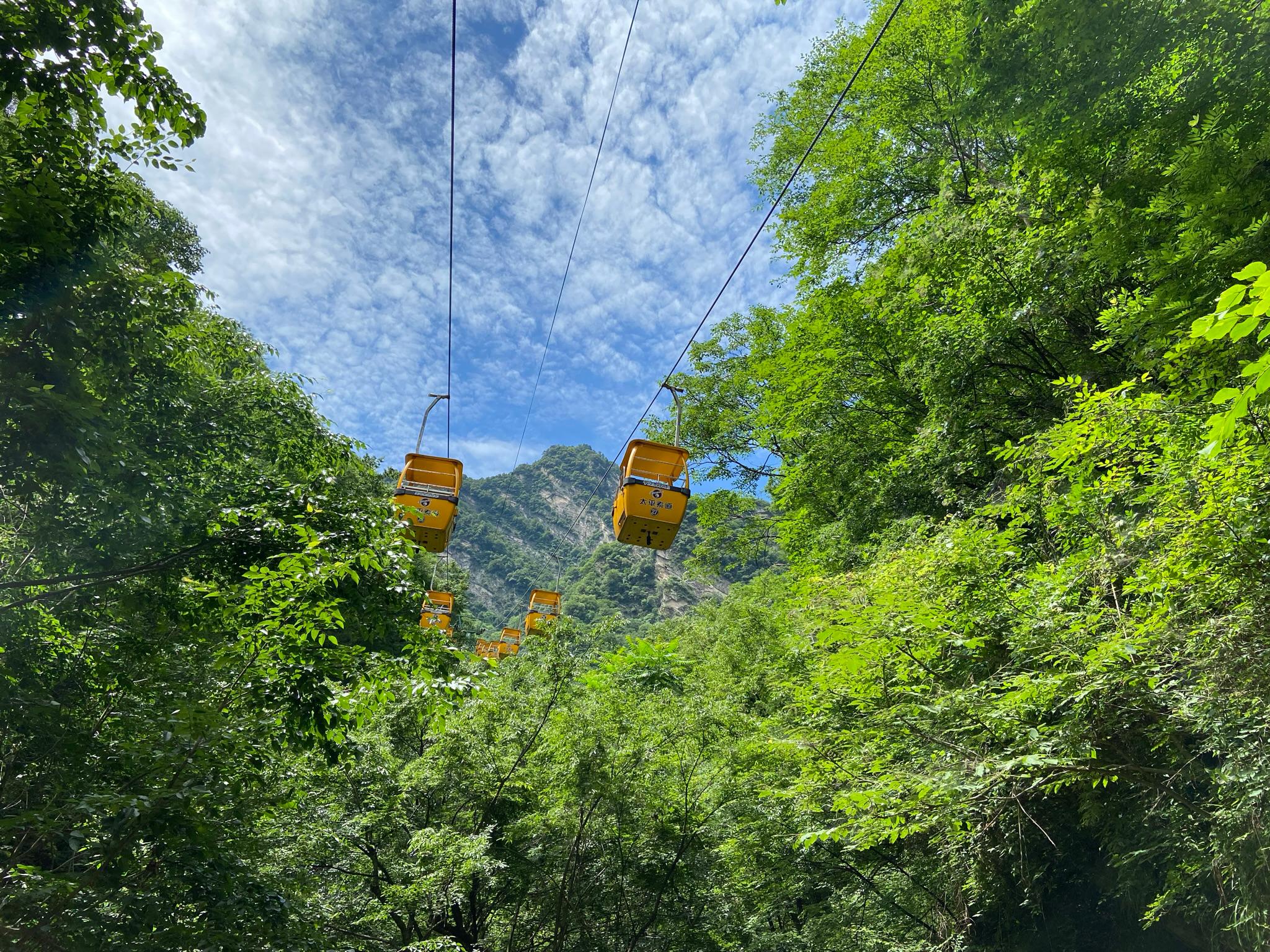 Cable car and blue sky